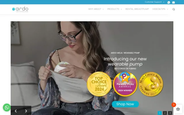 Homepage of the Ardo Singapore website