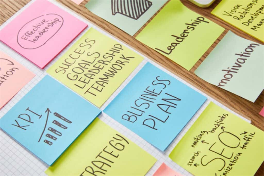 Paper stickers with teamwork business plan
