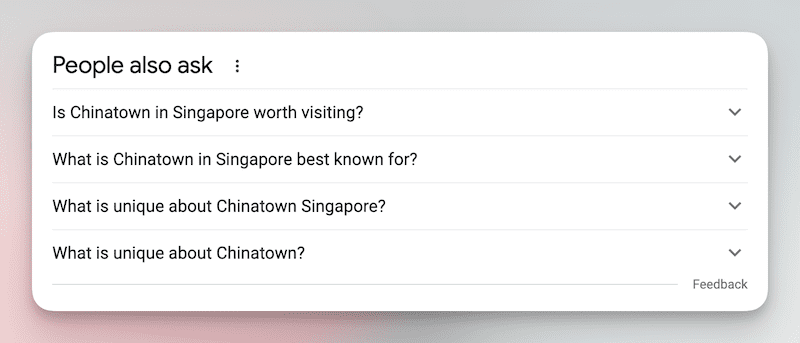 Google, People also ask - Chinatown Singapore