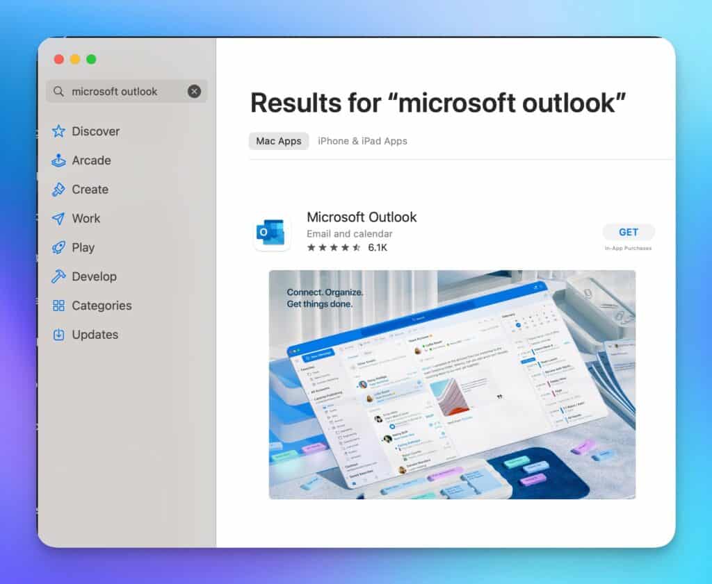 Search for Microsoft Outlook in the Mac App Store