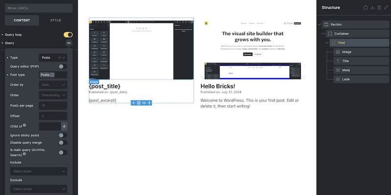 Bricks Query Loop builder