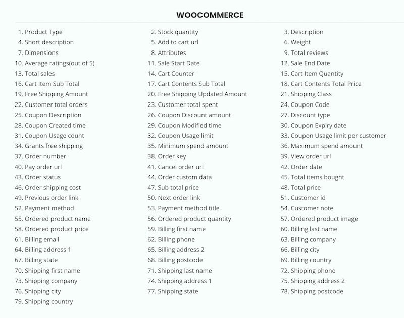 BricksUltimate Woocommerce features list