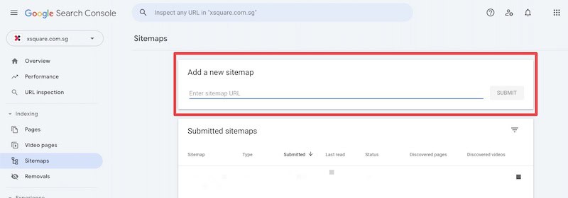 Adding sitemap in Google Search Console