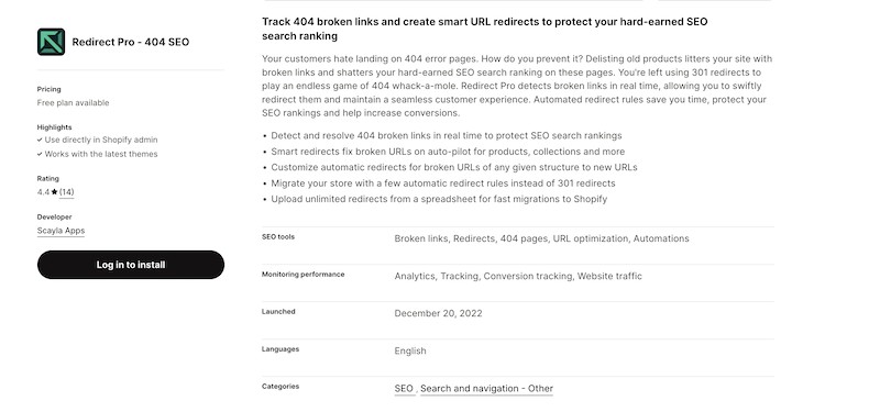 Shopify SEO App - Redirect PRO