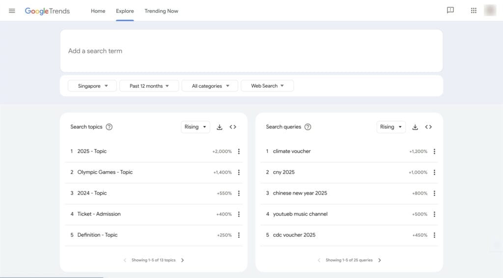 Google Trends-Explore feature