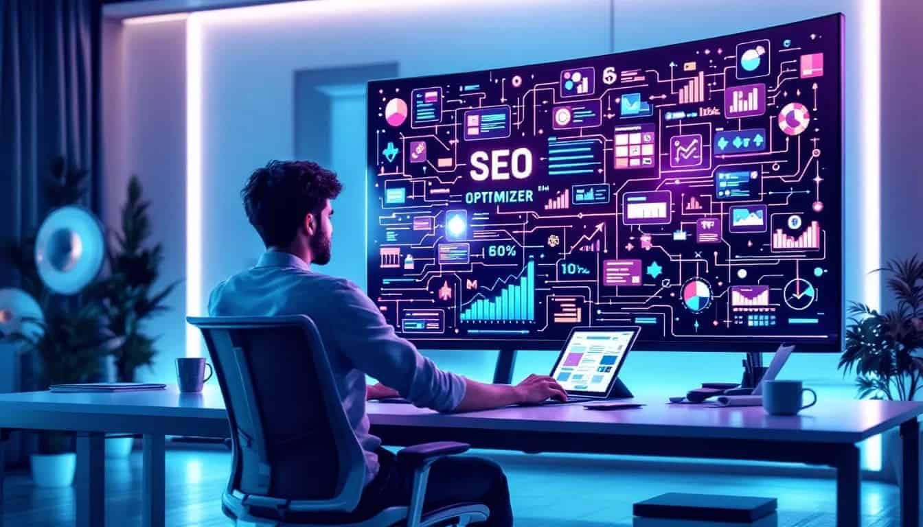 An SEO optimizer at work in a digital marketing environment.