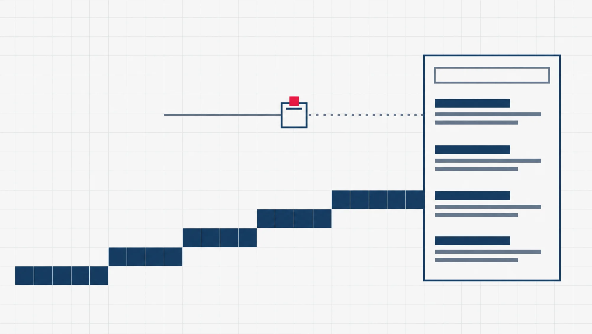 Two paths to the same search page drawn side by side: a short path paid for at a meter, and a longer path laid in solid blocks that stays in place.